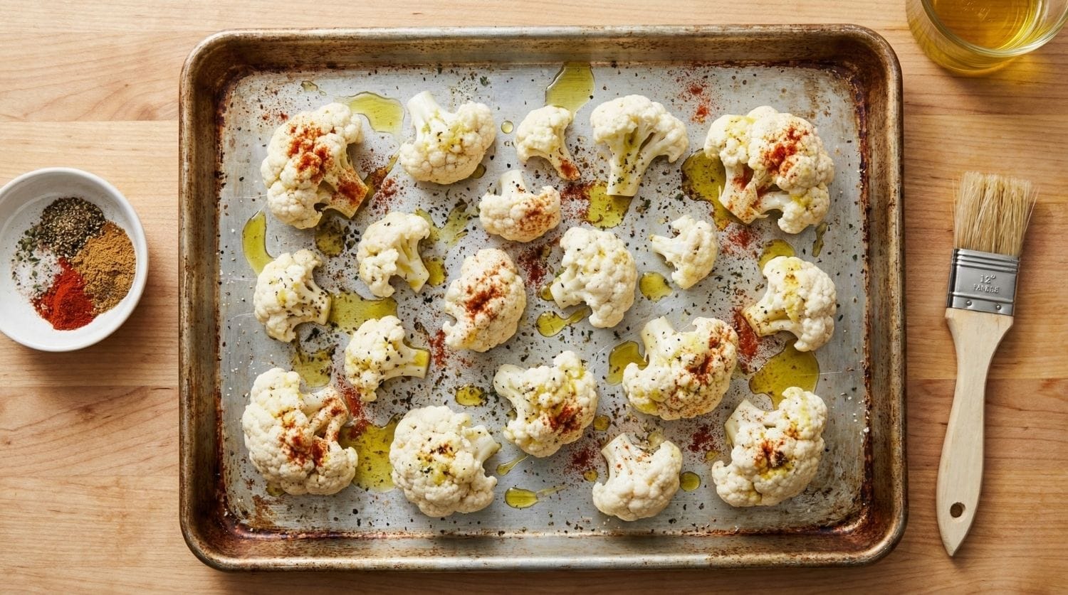 fleurettes de chou-fleur sur une plaque de cuisson