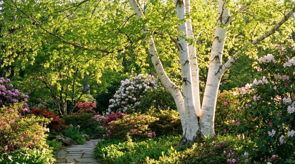 arbre bouleau dans un jardin