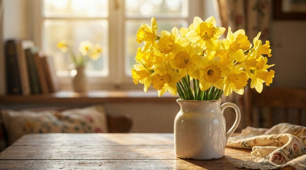 Bouquet de jonquilles jaunes éclatantes pour la fête des grands-mères, symbole de joie et de renouveau printanier