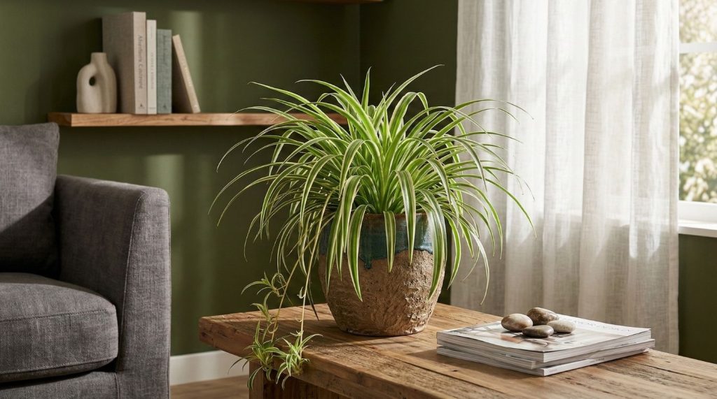 chlorophytum dans un salon