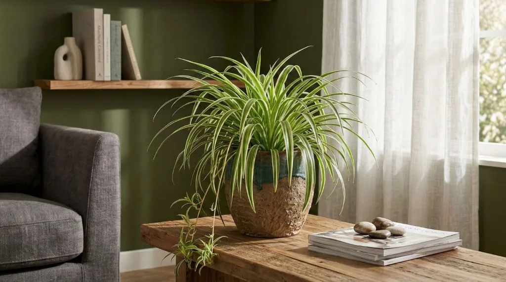 chlorophytum dans un salon