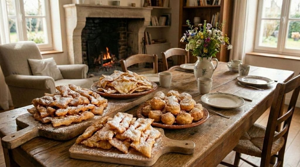 Différentes variétés de beignets régionaux français pour Mardi gras