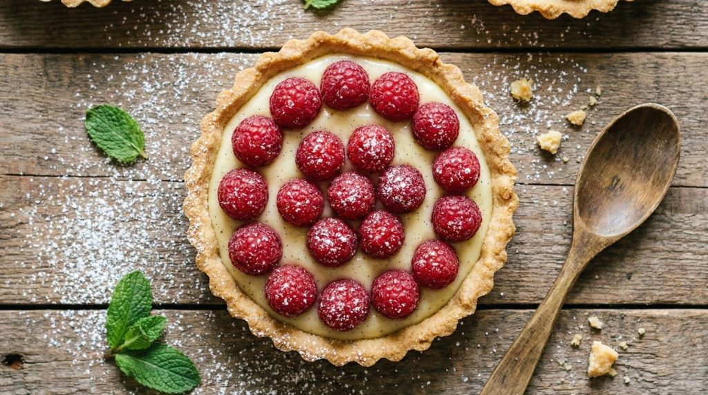 Tarte aux framboises fraîches sans cuisson