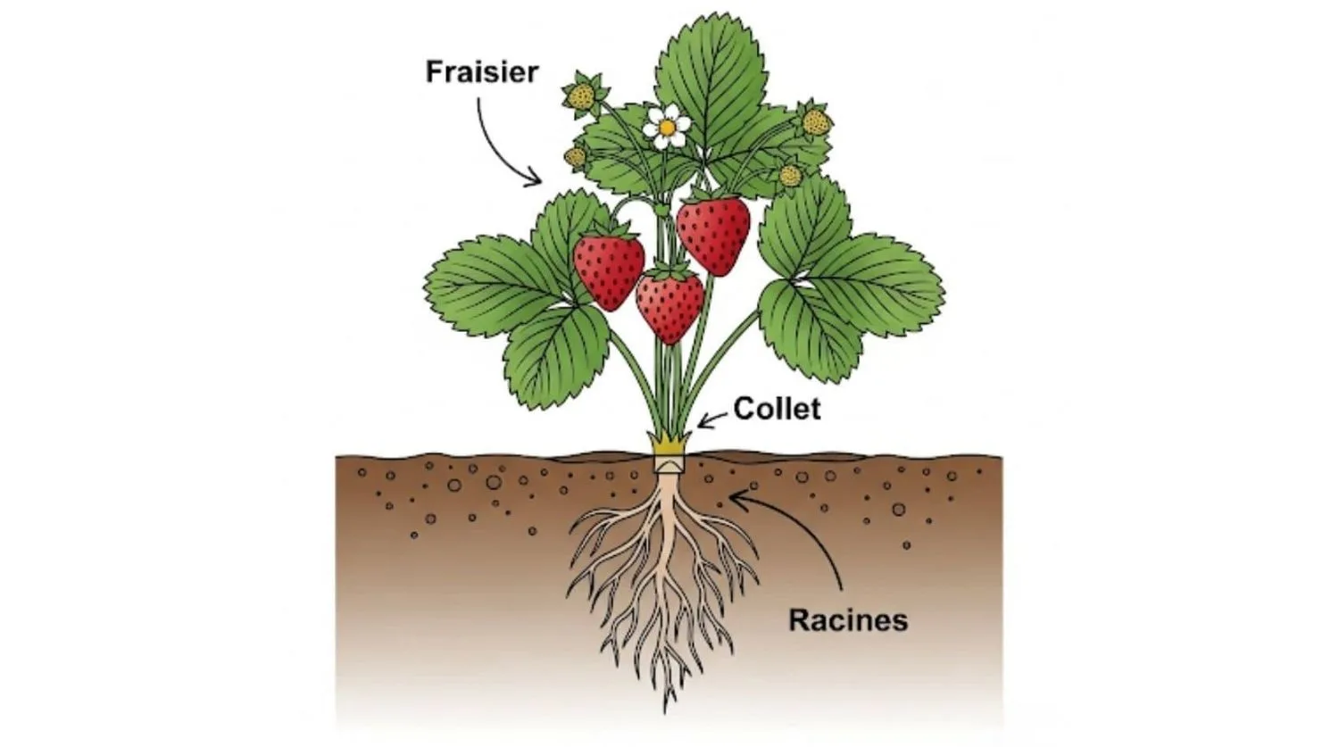 schéma plantation d'un fraisier