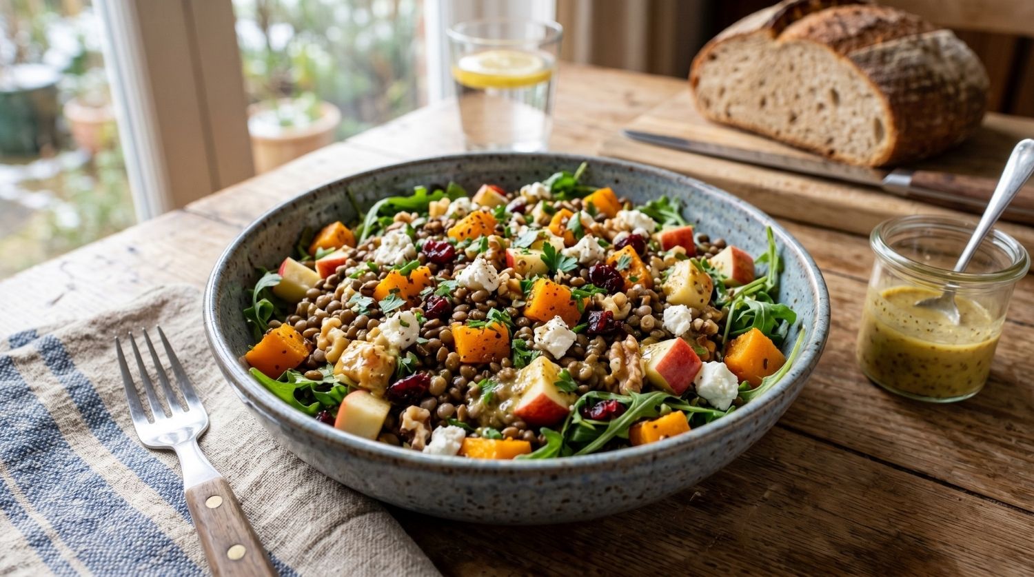 salade d'hiver rapide aux lentilles et vinaigrette moutarde