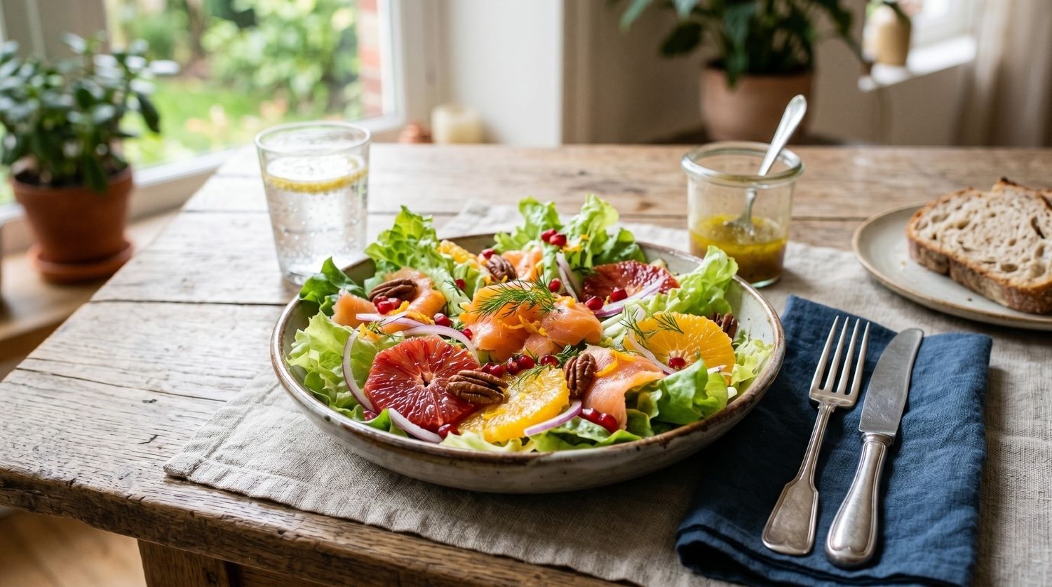salade de scarole orange et saumon fumé