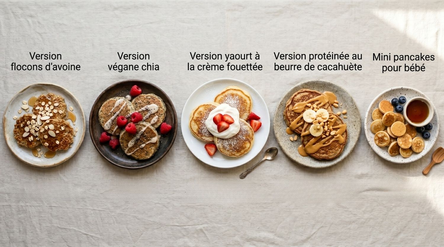 variantes de différentes recettes de pancakes