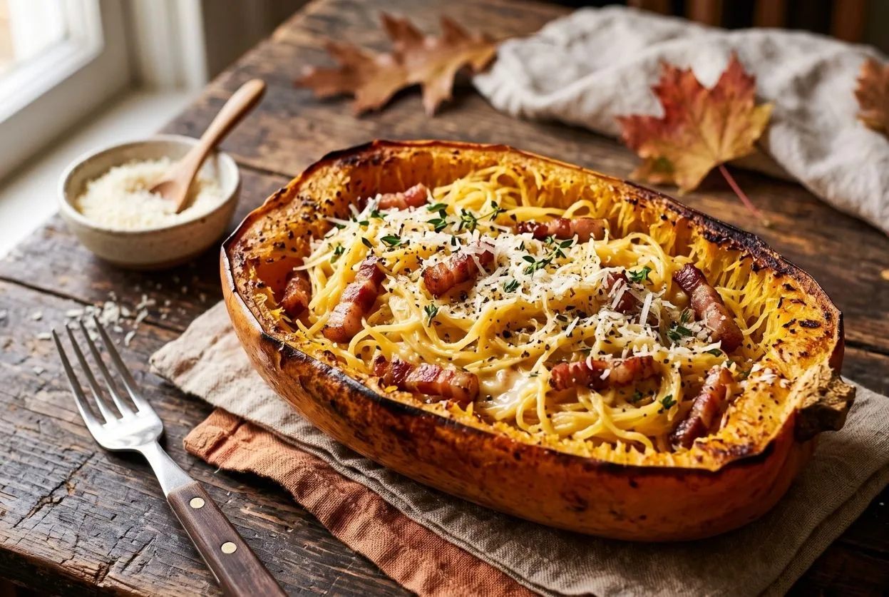 courge spaghetti à la carbonara