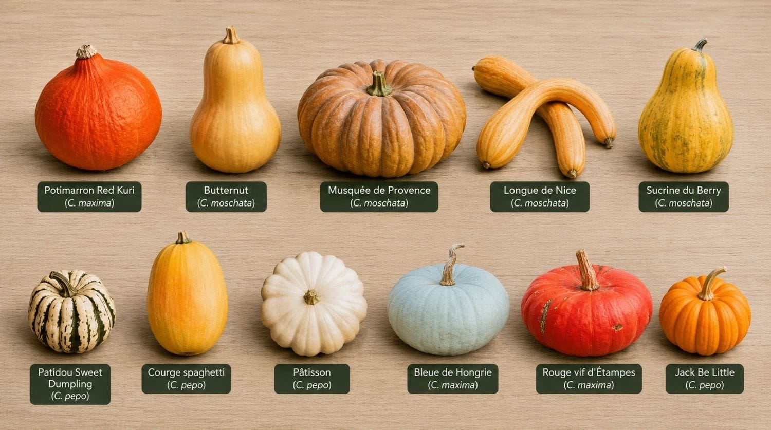 comparatif des variétés de courges