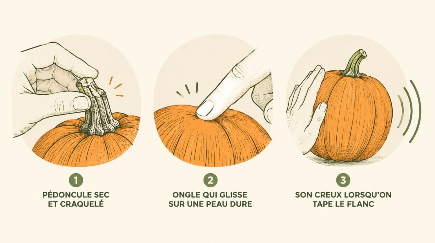 les trois tests de maturité d'une courge
