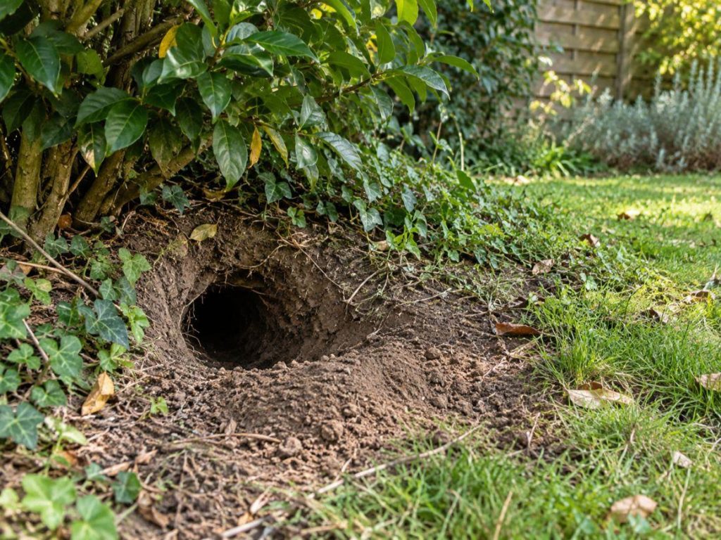 trou de renard dans le jardin