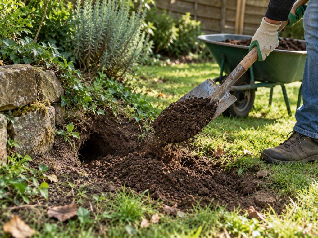 trou de renard dans le jardin